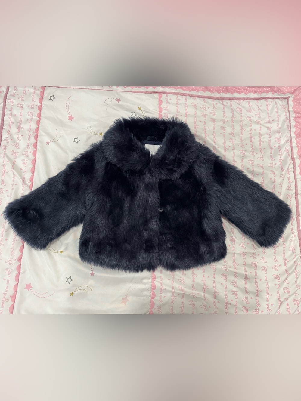 5/6, Janie and Jack Faux Fur Cropped Coat - Blue NWOT